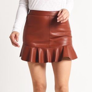 NWOT BB Dakota Dark Burnt Orange FauxLeather Skirt